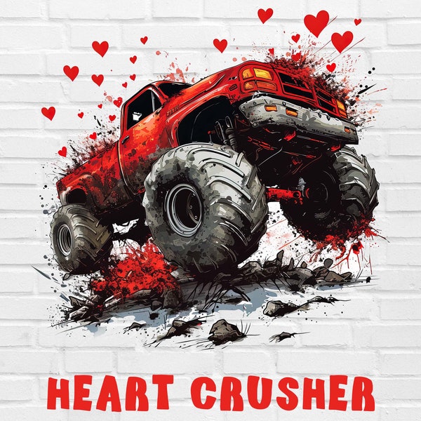 Heart Crusher PNG | Valentines Day PNG | Monster Truck Valentines PNG | Valentine Png | XoXo Png | Heart Breaker Png