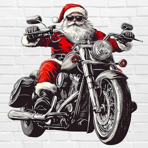 Papai Noel Andando de Motocicleta PNG | Papai Noel em uma Chopper PNG | Motociclista Papai Noel PNG Clipart | Papai Noel Andando de Bicicleta Png | Badass Papai Noel Clipart