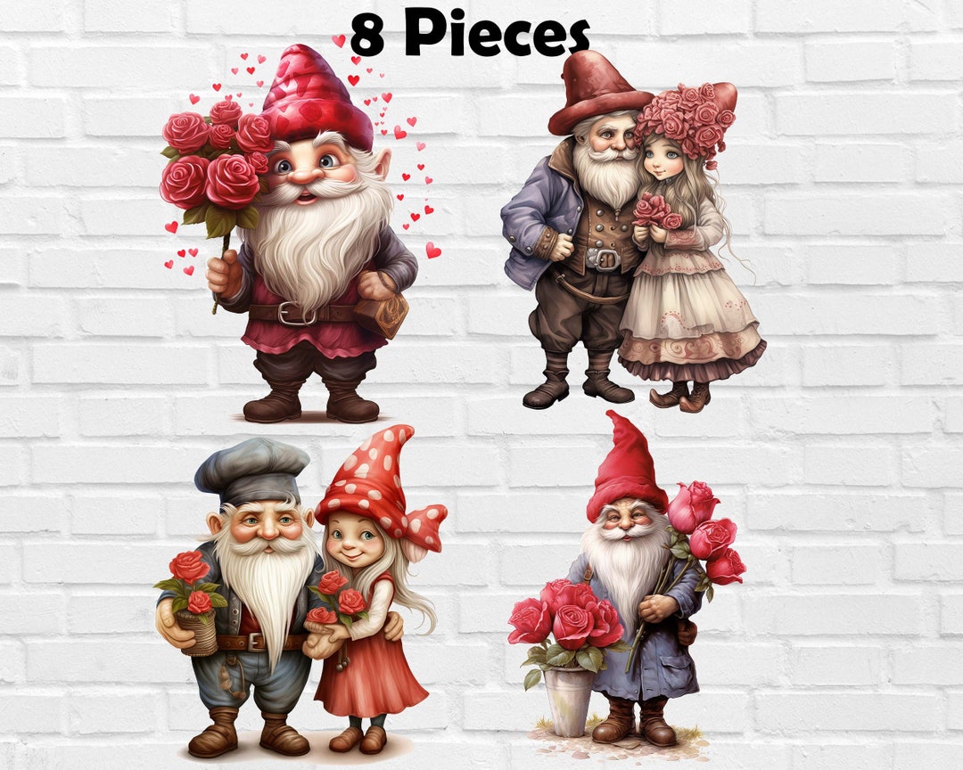 Victorian Valentine Gnomes PNG Bundle | Valentine's Day Gnomes PNG ...