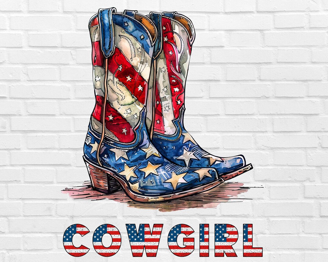 Cowgirl Boots Png | Cowgirl Png | 4th of July Png | USA Flag Png | USA ...