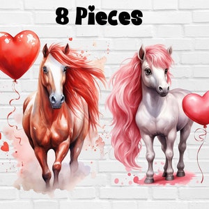 Valentijn Baby Paarden PNG Bundel | Valentijnsdag paard PNG | Valentijnsdag paard PNG | Hou van schattig hart eenhoorns clipart