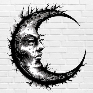 Gothic Moon PNG | Moon Tattoo PNG | Crescent Moon PNG | Moon Phases Png | Celestial Png | Star Png | Mystical Png | Moon Clipart Moon Print