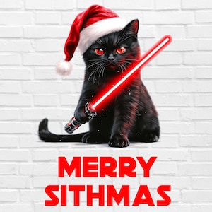 Star Wars Frohe Weihnachten PNG | Frohe Sithmas schwarze Katze PNG | Weihnachtskatze Png | Weihnachten Haustier Png | Tier Png Weihnachten Pyjama PNG PJs Pj