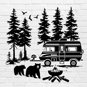 Équipage de camping PNG | Camping amusant PNG | Camping-car png | Caravane Camping-car PNG | Ours PNG | Ours de camping | Clipart camping | Camping-car png