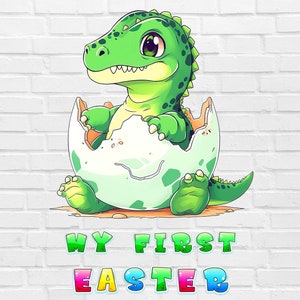 Mijn eerste Pasen PNG-bestand | Mijn 1e Pasen TRex PNG voor shirt | Grappige Pasen PNG voor babyjongens meisjes | Paasei Png | Pasen Baby Dino Png