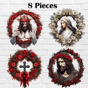 Jezus krans PNG | Jezus Kruis Moeder Trouwen Kerstkrans PNG | Christelijk Religieuze Vrolijke Kerstkrans Png