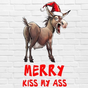 Frohe Weihnachten PNG | Frohe Kuss Meine *SS | Lustige Weihnachten PNG | Maultier Png | Weihnachten Pyjamas Png | Esel Ornament | Weihnachts-PJs Pj