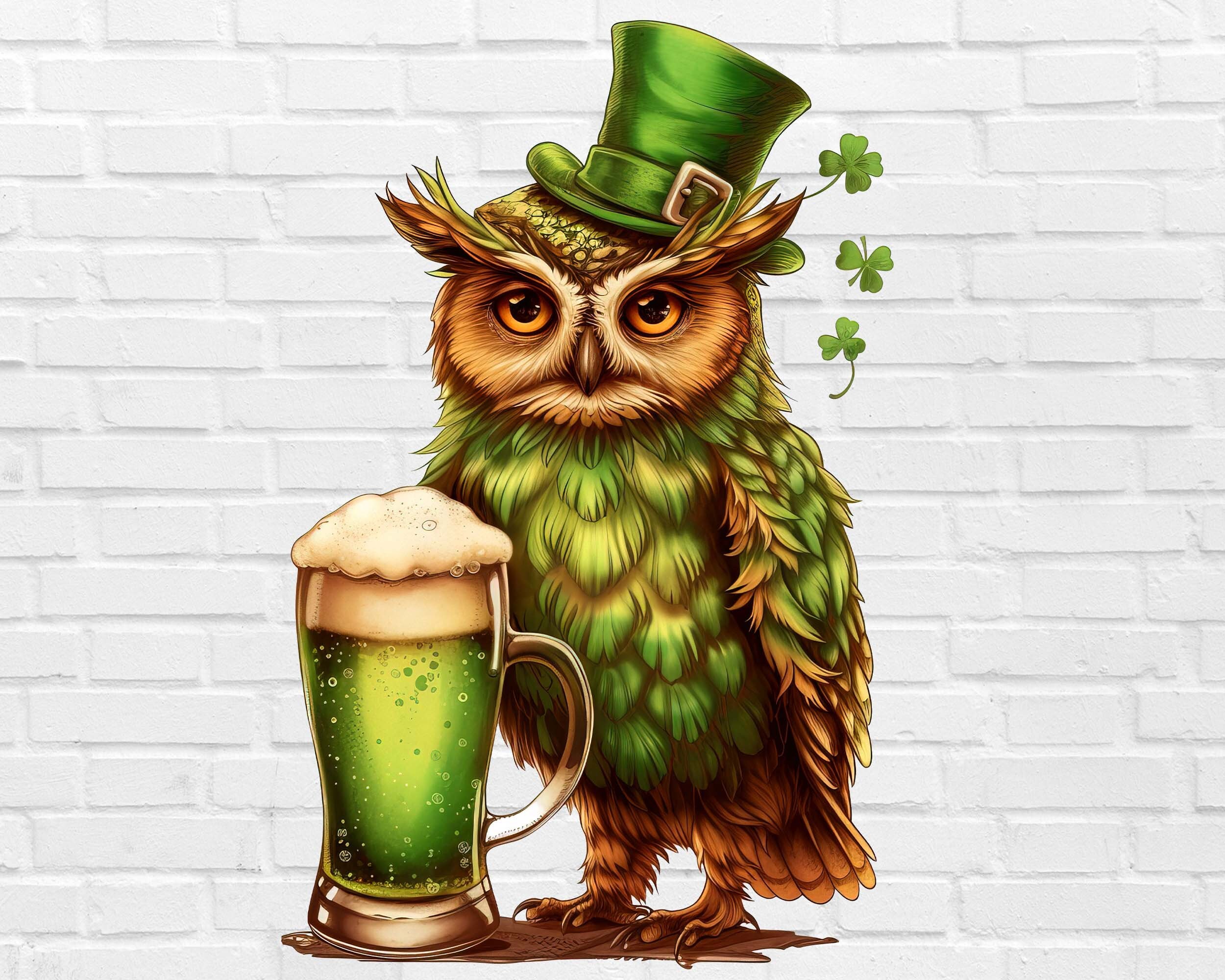Owl and Beer St Patricks Day PNG | Funny St Patricks Beer PNG for shirt | Cheers St Patricks PNG | I