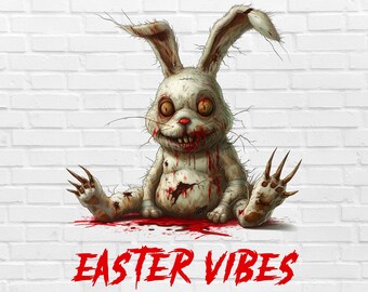 Happy Easter Horror PNG for Shirt | Funny Monster Bunny PNG | Easter ...