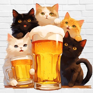 Katzen trinken Bier PNG | Prost PNG | Lustiges Bier PNG | Familie Bier Png | Bier Olympische Spiele Png | Katze Png | Schrotflinte Bier Png Cheers Ficker Png