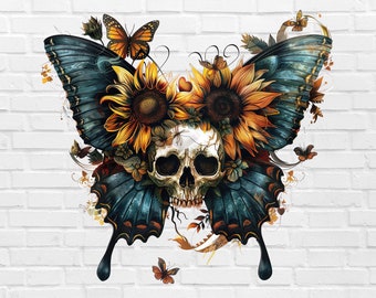 Gothic Butterfly PNG #10 | Monarch Butterfly Tattoo PNG | Skull Png | Sunflower Butterfly PNG Flying | Watercolor Retro Simple Whimsical