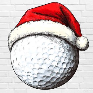 Golf de Noël PNG | Noël de golf PNG | Balle de golf PNG | Balle De Golf Avec Bonnet De Noel Png | Joueur de golf png | Joyeux Noël Clipart PNG
