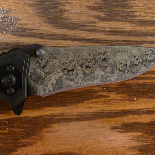 Zombie Apocalypse Folding Knife | Horror Skull Blade Knife | Tactical Style Collectible | Unique Gift for Horror Fans