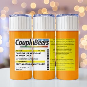 Couplabeers Funny Prescription Label PNG | 20 oz Tumbler Wrap | Beer Lover Sublimation Design | Digital Download
