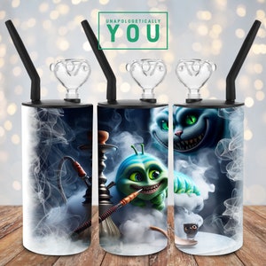 Alice in Wonderland themed 22oz fatty Tumbler Hookah wrap