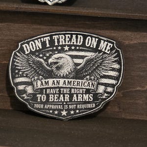 Don't Tread On Me Patch, 2A Leatherette Patch, Second Amendment Hat Patch, Patriotic Eagle Patch, Iron On USA Patch