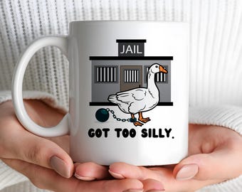 Got Too Silly Coffee Mug, Silly Goose Ceramic Coffee Cup, Funny Humorous Silli Drinkware Mug Gift, Unique Goose Cup, Funni Goose Drink Mug