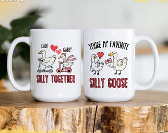 Personalizable Silly Goose Couples Love Mug, Funny SillyGoose Valentines Anniversary Mug, Custom 11oz 15oz Gift Idea for Her, Spouse Gift