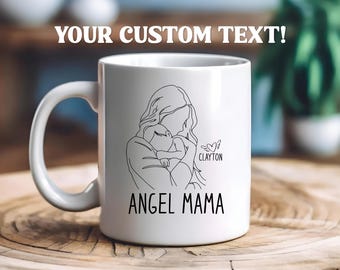 Engel Mama Gedenktasse - Individuelle Tasse für den Verlust des Kindes, personalisiertes Andenken mit Baby Name, Säugling Verlust Gedenkgeschenk für Engel Baby Mütter
