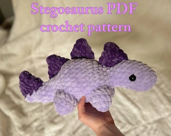 Patrón de crochet de estegosaurio, patrón de dinosaurio, dinosaurio de crochet, estegosaurio de crochet