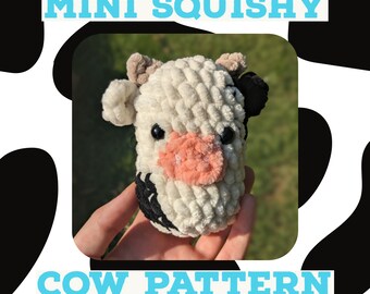 Mini Squishy Crochet Cow Pattern, Cow Pattern, Crochet Cow, Squish Cow, Amigurumi, Market Makes, Crochet Pattern