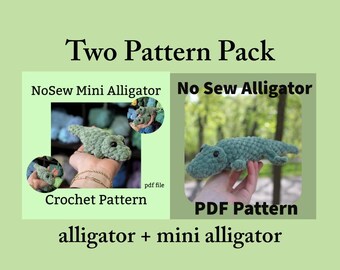 Bundle No Sew Crochet Alligator Pattern + Mini Gator Pattern /pdf digital file/ crochet pattern/ two patterns included
