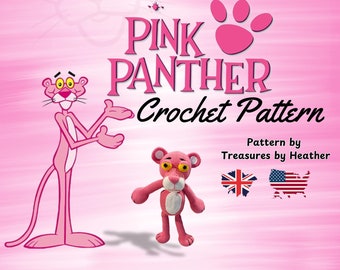Iconic Pink Panther Crochet Pattern PDF/Amigurumi DIY Tutorial with Pictures/Pink Panther Digital Download Pattern/Step by Step Instructions