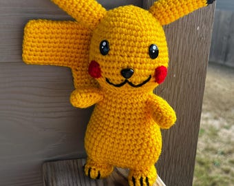 Yellow Electric Mouse Crochet Plush | Handmade Amigurumi Toy | Cute Gamer-Inspired Gift | Custom Crochet Figure
