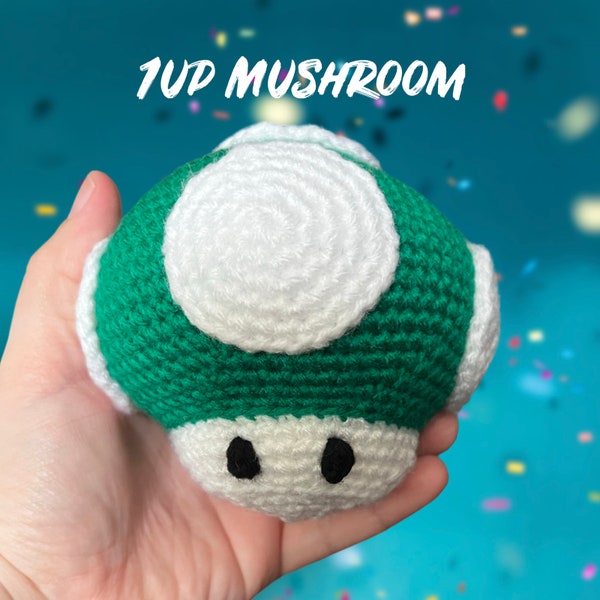 Handmade Crochet Nintendo Super Mario Themed 1UP Mushroom Plushie