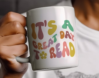 Caneca "É um ótimo dia para ler", Caneca de livro, Caneca para bibliotecário(a), Caneca para amante de livros, Presente para leitor(a) voraz, Caneca de café estética
