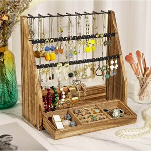 Earring Organizer,2-Tiers Earring Holder Organizer,Metal 46 Holes