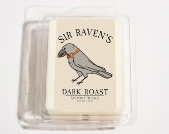 Sir Raven's Dark Roast Wax Melt | Spooky Wicks | Retro Halloween Wax Melts | Fall Wax Melts | Scented Soy Wax Melts