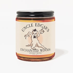 Uncle Edgar&#39;s Enchanted Woods | Spooky Wicks | Retro Halloween Candle | Fall Candle | Woodsy Candle | Scented Soy Candle