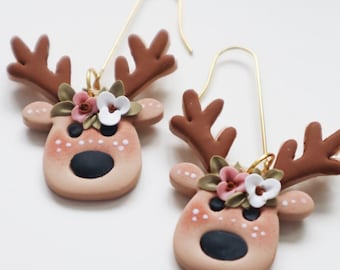 Festive Christmas Polymer Clay Earrings | Handmade Holiday Earrings | Lightweight Gift for Her,Handmade Christmas Clay Earrings