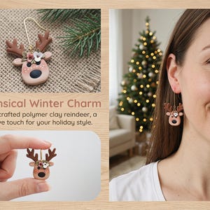 A Christmas Wreath Clay Earrings | Festive Holiday Polymer Clay Jewelry | Lightweight Christmas for Her Handmade Clay Christmas Earrings image 10