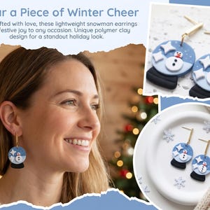 A Christmas Wreath Clay Earrings | Festive Holiday Polymer Clay Jewelry | Lightweight Christmas for Her Handmade Clay Christmas Earrings image 16
