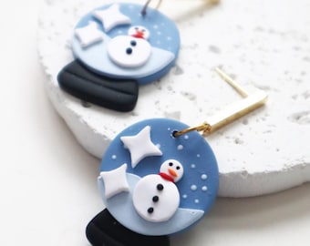 Festive Christmas Polymer Clay Earrings | Handmade Holiday Earrings | Lightweight Gift for Her,Handmade Christmas Clay Earrings