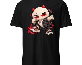 カワイイレッドデビルもちハロウィンTシャツ – ギルダン ソフトスタイル 64000