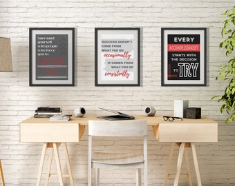 Hard Work Pays Off Printable Wall Art  |  Set of 7, each in 4 size options  |  Inspirational Quotes
