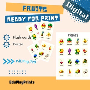 Cartes mémoire et affiches sur les fruits - Matériel éducatif Montessori