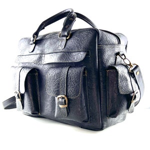 Édition limitée - Pleine fleur, sac pilote en cuir noir, sac en cuir, sac de voyage