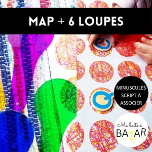 Map magique pour apprendre les lettres minuscules script Map + 6 loupes