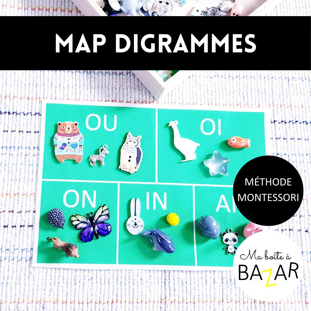 Map Digraphs Figurines, Montessori Phonology, Animals, OEKO-TEX Organic ...