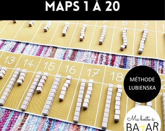 Rappresentazione dei numeri da 1 a 20, attività matematica, conteggio Lubienska, Montessori, bambino dell'asilo