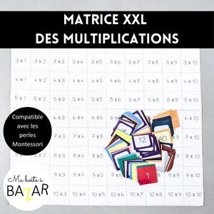 XXL-Karte der Multiplikationsmatrix, Montessori, Kindergarten- und Grundschulaktivität, Mathematik, Pythagoras-Tabelle
