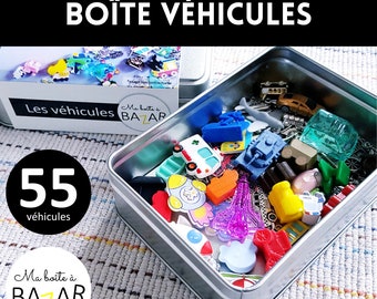 Ma boîte à bazar des véhicules, petits objets pour tri Montessori, activité enfant