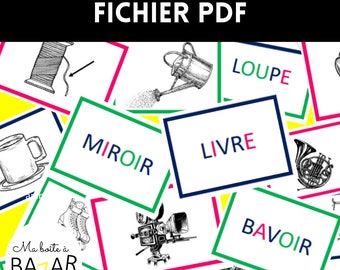 Lecture, Dictées muettes Montessori, les objets, fichier PDF à télécharger, activité enfant