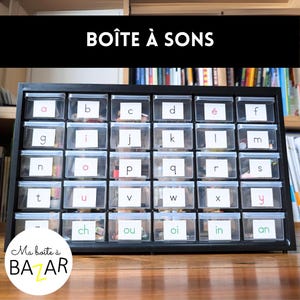 Caja de sonido con etiquetas, clasificación de objetos pequeños, Montessori, actividad infantil, jardín de infancia, fonología, ciclo 1, sonidos de ataque
