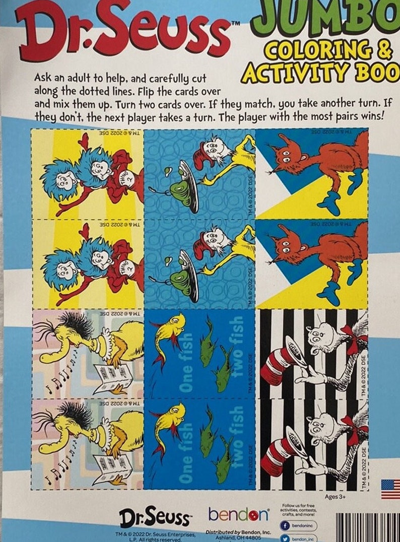 Dr Seuss Jumbo Coloring & Activity Book - Etsy