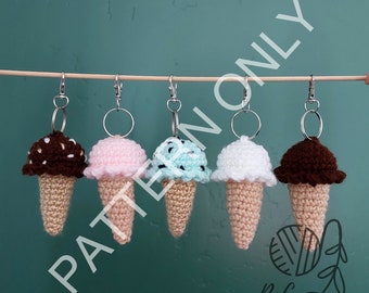 Ice Cream Cone Keychain Pattern (Crochet)